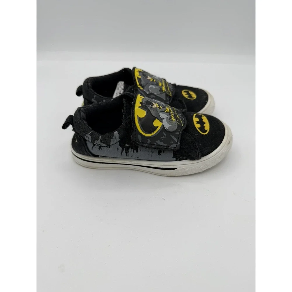DC Batman Canvas Toddler Black Slip On Shoe Hook And Loop Closure Size 8